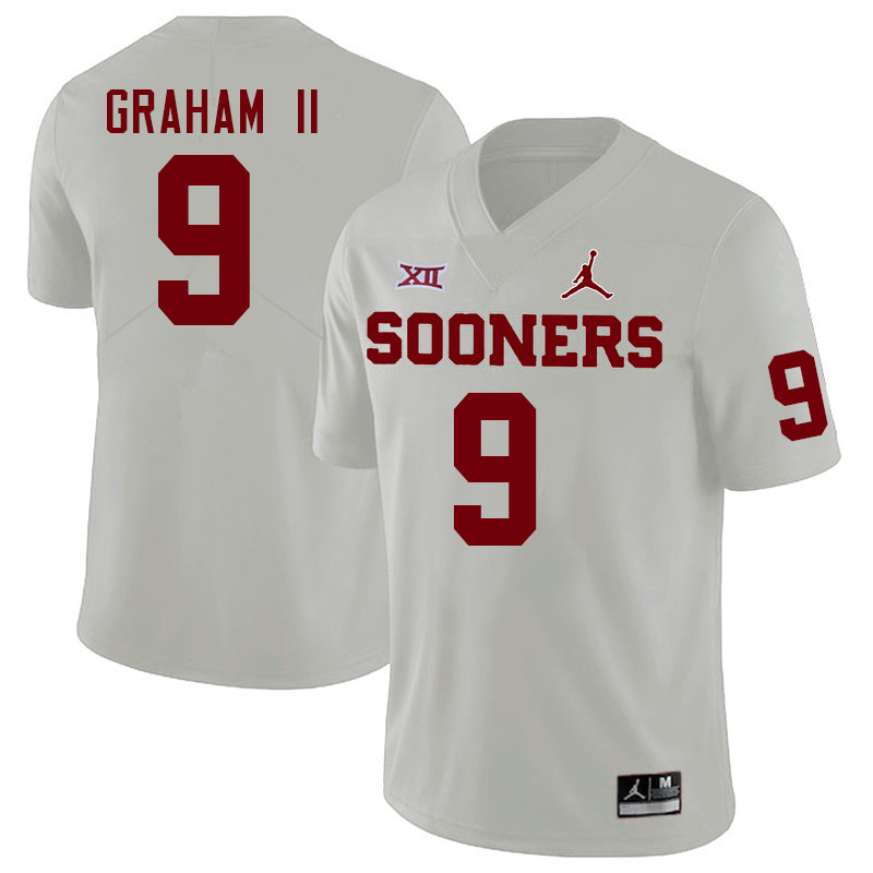 Men #9 D.J. Graham II Oklahoma Sooners College Football Jerseys Stitched-White - Click Image to Close
